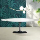 Saarinen Tulip-bord H 74 cm udtrækkeligt i Florim keramik højglans hvid - skarlagenrød Viadurini