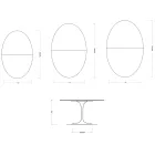 Saarinen Tulip-bord H 74 cm udtrækkeligt i Florim keramik højglans hvid - skarlagenrød Viadurini