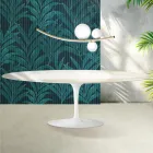 Saarinen Tulip-bord H 74 cm, udtrækkeligt i Florim Calacatta guldglans keramik - skarlagenrød Viadurini