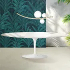 Saarinen Tulip-bord H 74 cm, udtrækkeligt, i Florim Statuario blank keramik - skarlagenrød Viadurini