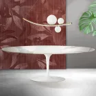 Saarinen Tulip-bord H 74 cm, udtrækkeligt, i Florim Statuario mat keramik - skarlagenrød Viadurini