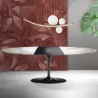 Saarinen Tulip-bord H 74 cm, udtrækkeligt, i Florim Statuario mat keramik - skarlagenrød Viadurini