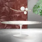 Saarinen Tulip-bord H 74 cm, udtrækkeligt, i Florim Statuario mat keramik - skarlagenrød Viadurini