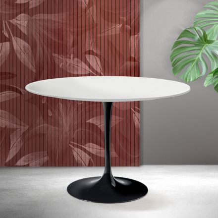 Saarinen Tulip-bord H 74 cm i mat hvid Florim keramik - skarlagenrød Viadurini