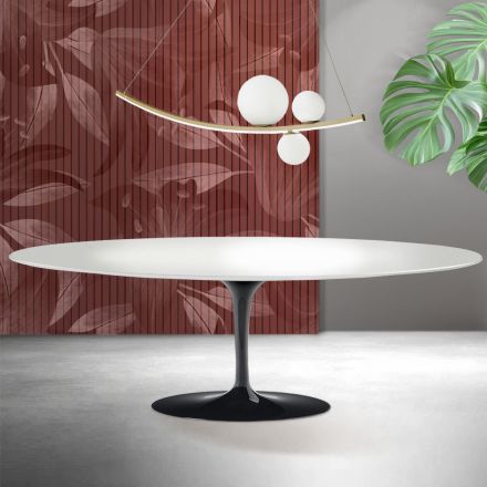 Saarinen Tulip-bord H 74 cm i hvid Florim-keramik - Skarlagenrød Viadurini