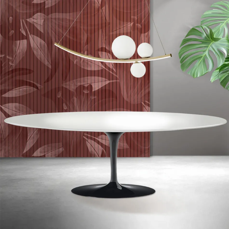 Saarinen Tulip-bord H 74 cm i hvid Florim-keramik - Skarlagenrød Viadurini