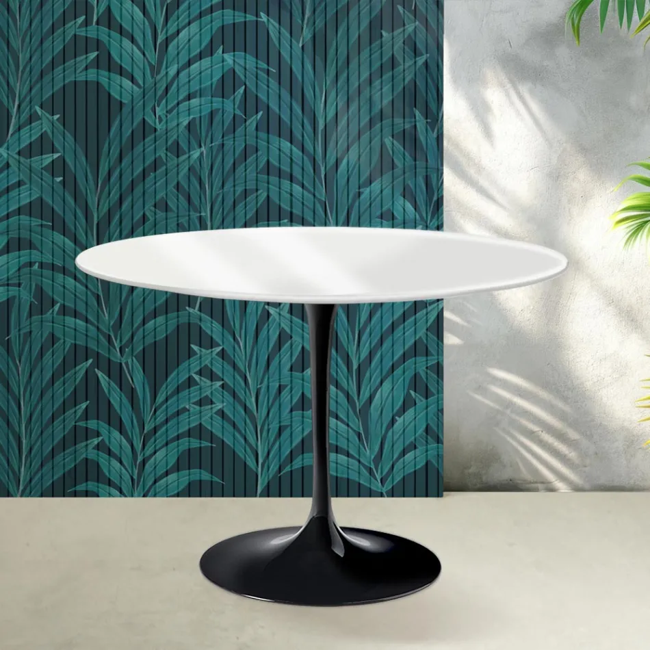 Saarinen Tulip-bord H 74 cm i blank hvid Florim-keramik - Skarlagenrød Viadurini