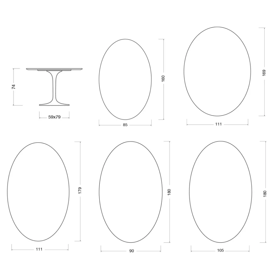 Saarinen Tulip-bord H 74 cm i blank hvid Florim-keramik - Skarlagenrød Viadurini