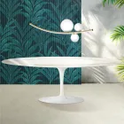 Saarinen Tulip-bord H 74 cm i Florim Calacatta guldglans keramik - Skarlagenrød Viadurini