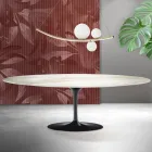 Saarinen Tulip-bord H 74 cm i Florim Calacatta guldmat keramik - skarlagenrød Viadurini