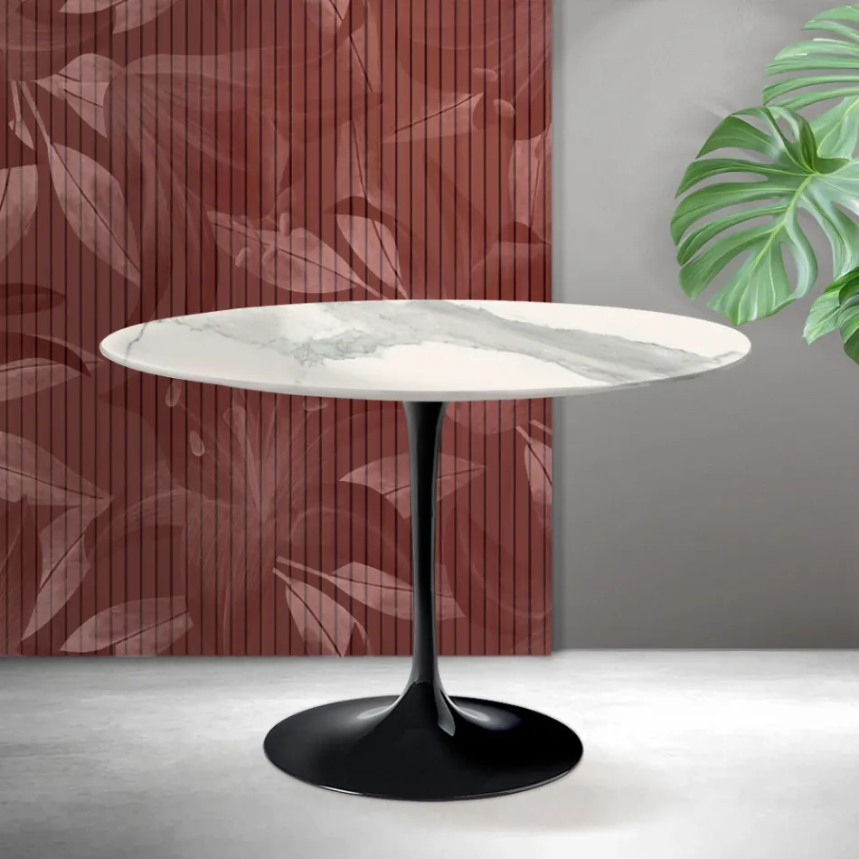 Saarinen Tulipanbord H 74 cm i Matt Florim Statuario Ceramica - Scarlet Viadurini