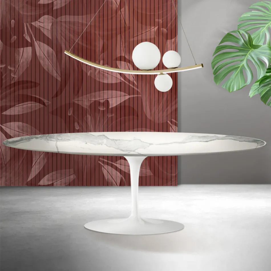 Saarinen Tulipanbord H 74 cm i Matt Florim Statuario Ceramica - Scarlet Viadurini