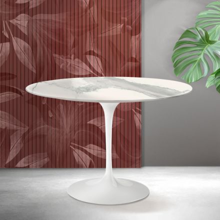 Saarinen Tulipanbord H 74 cm i Matt Florim Statuario Ceramica - Scarlet Viadurini