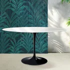Saarinen Tulip-bord H 74 cm rundt i Florim keramik blank hvid - skarlagenrød Viadurini