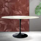Saarinen Tulip-bord H 74 cm rundt i Florim Calacatta guld mat keramik - skarlagenrød Viadurini