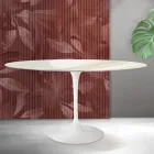 Saarinen Tulip-bord H 74 cm rundt i Florim Calacatta guld mat keramik - skarlagenrød Viadurini