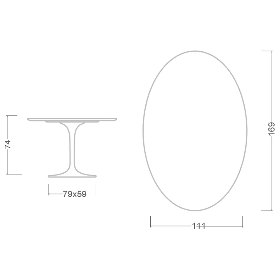 Tulip Table Saarinen H 74 med oval top i Carrara-marmor lavet i Italien - Scarlet Viadurini