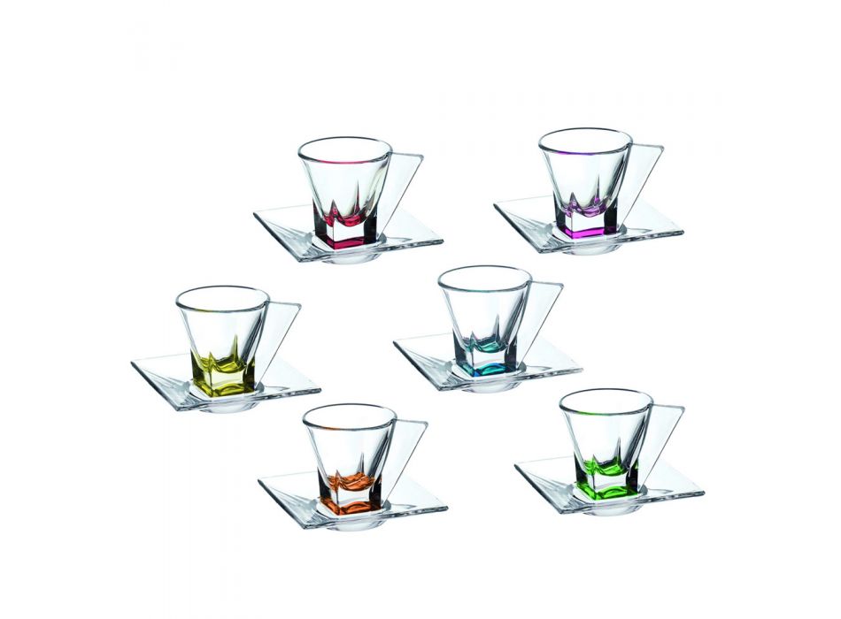 Gennemsigtige eller farvede krystaløkologiske kaffekopper 12 stykker - Amalgam Viadurini