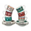 Kaffekopper og underkop i Assorteret Farvet Porcelæn 12 Stk - Persien