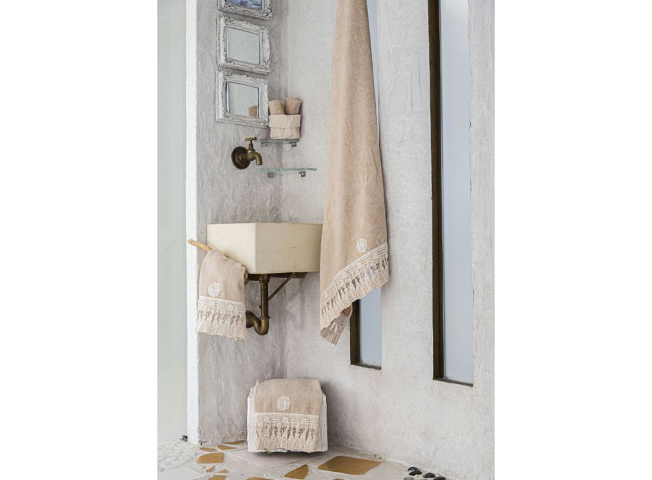Badehåndklæde af bomuldsfrotté med italiensk luksus kvastblonder - Arafico