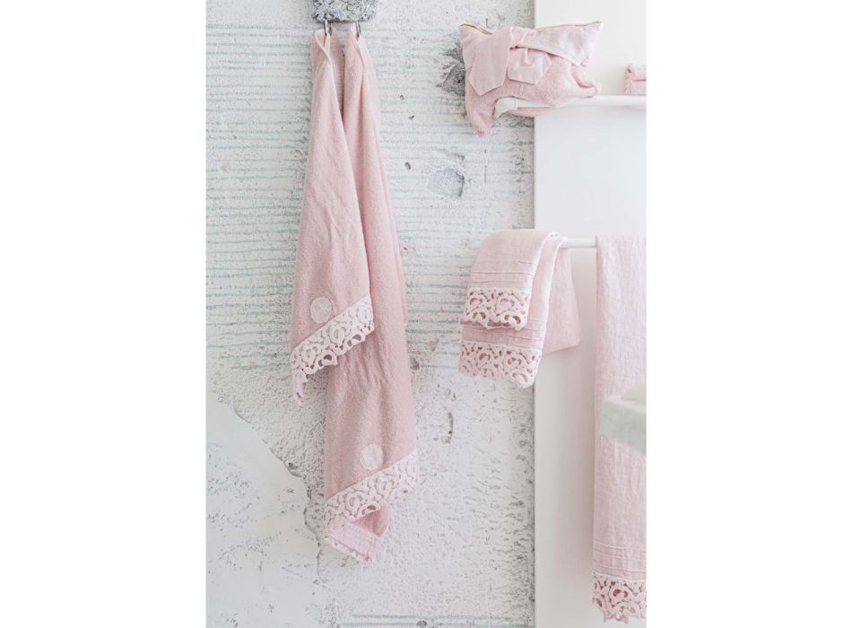 Badehåndklæde med kraftigt linned med Poema-blonde, italiensk kvalitet, 2 farver - Slot
