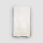 Badehåndklæde af bomuldsfrotté med hørblendedesign med blonder - Ginova Viadurini