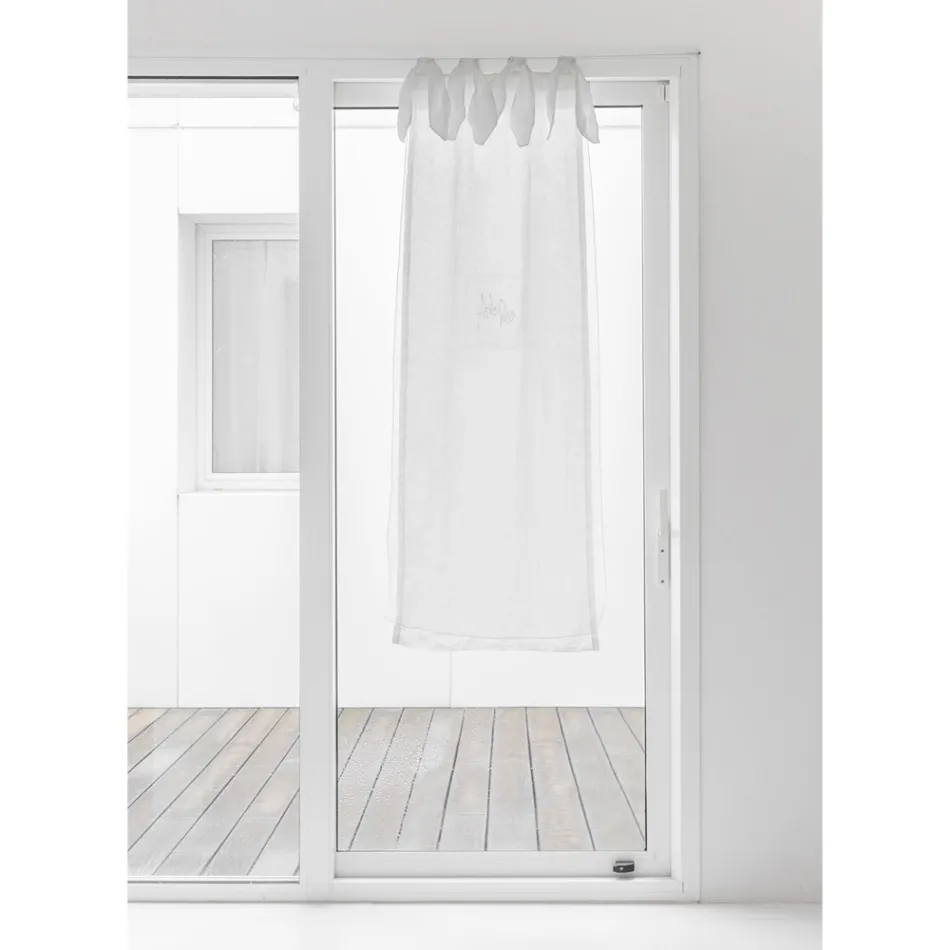 Glasgardin med hørgaze og hvid organza Elegant design - Tapioca Viadurini