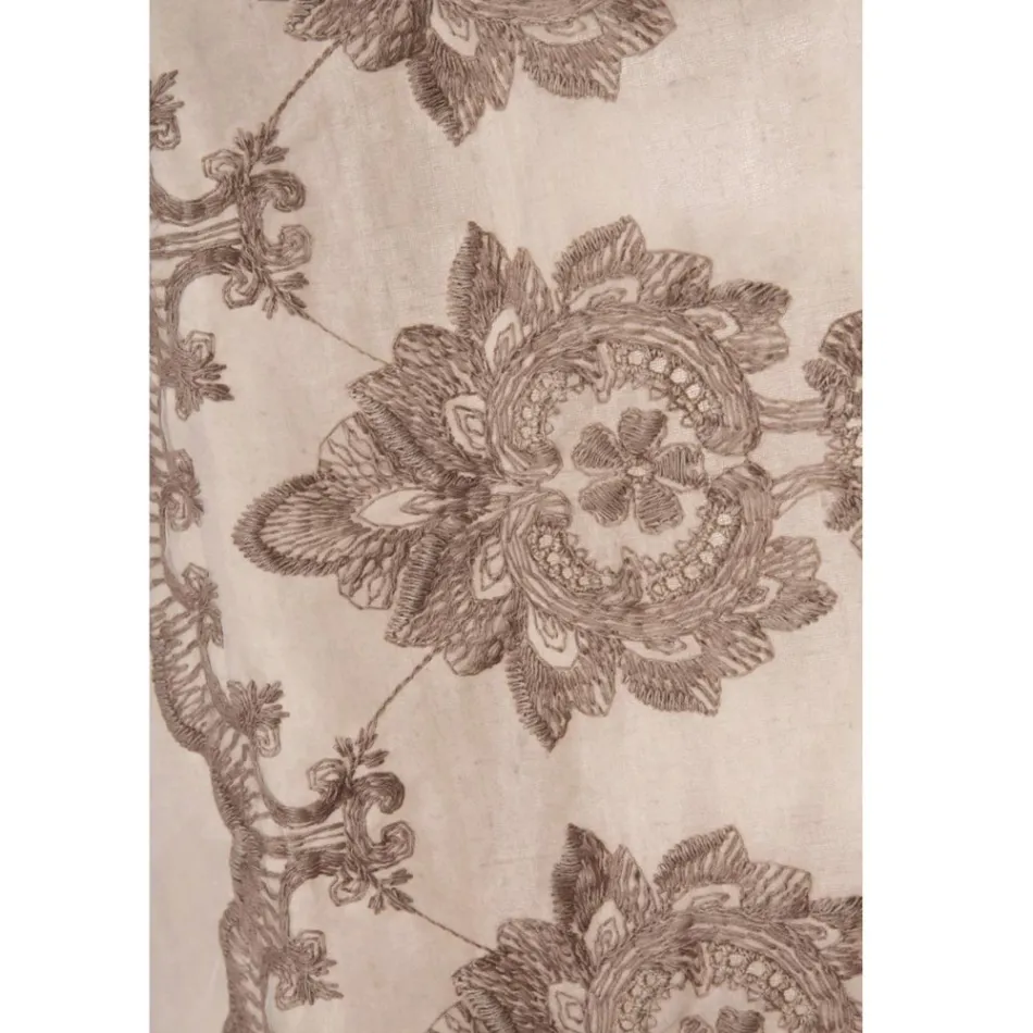 Let hørgardin med organza og gotisk broderi i luksuscentret - Marinella Viadurini