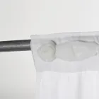 Hvidt hørgardin med organza og shabby designbroderi lavet i Italien - Marpessa Viadurini