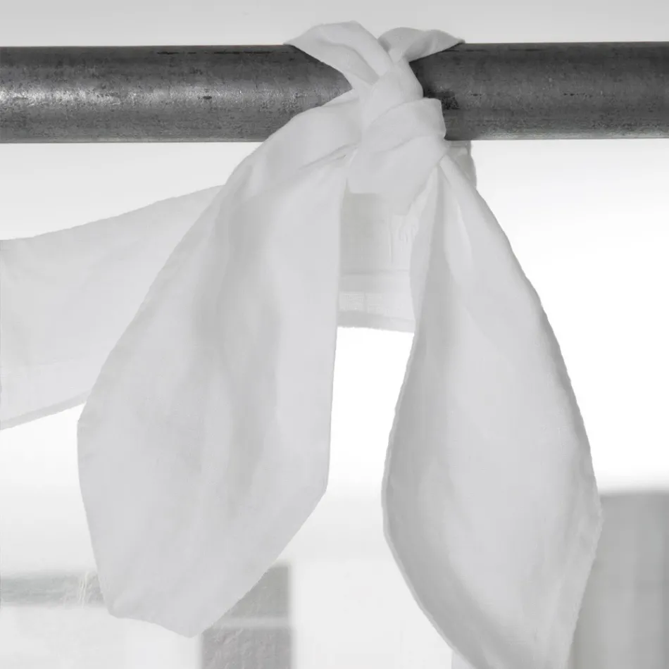 Hvidt linned og organzagardin med elegant italiensk designbroderi - Oceanomare Viadurini