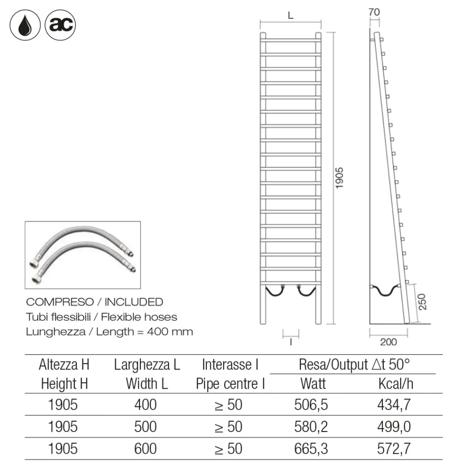 Sort hydraulisk radiator i kulstofstål, fremstillet i Italien - Raggio Viadurini