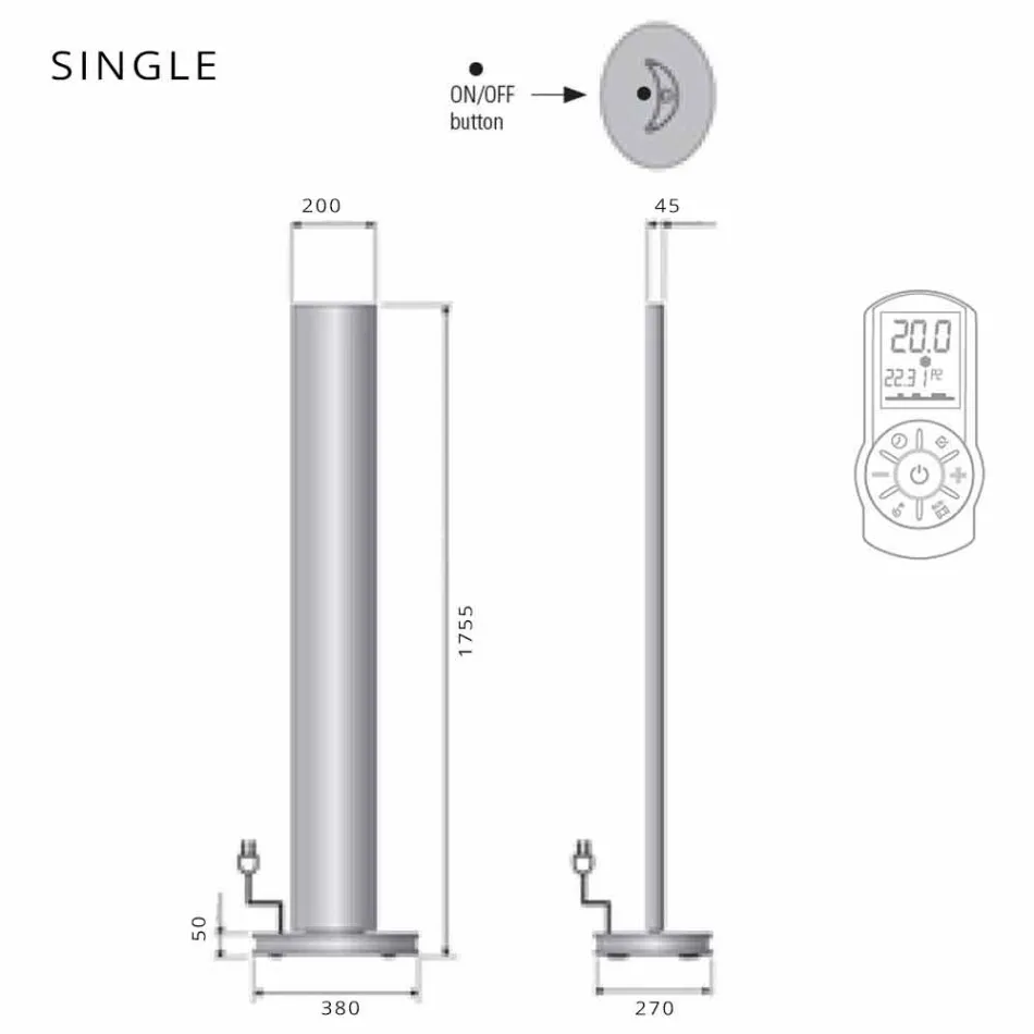 Gulv elektrisk radiator med enkelt eller dobbelt ledet design ved 500 W - stilus Viadurini