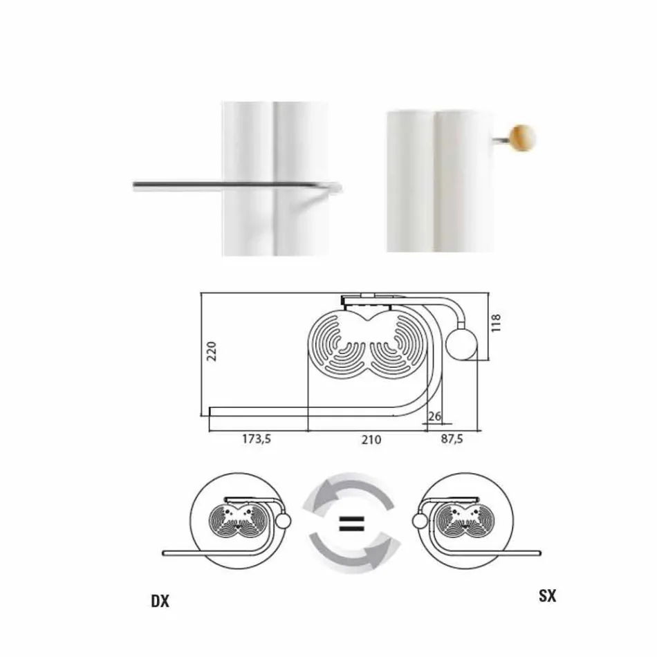 Lodret design badeværelse radiator elektrisk gulv 450 watt - Ottolungo Viadurini