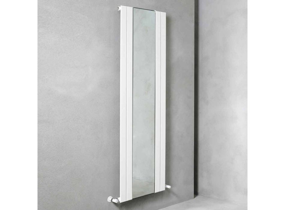 Design lodret badeværelsesradiator i stål med 587 W spejl - Picchio Viadurini