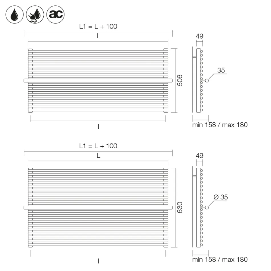 Beige blandet kulstofstål radiator fremstillet i Italien - Solaris Viadurini