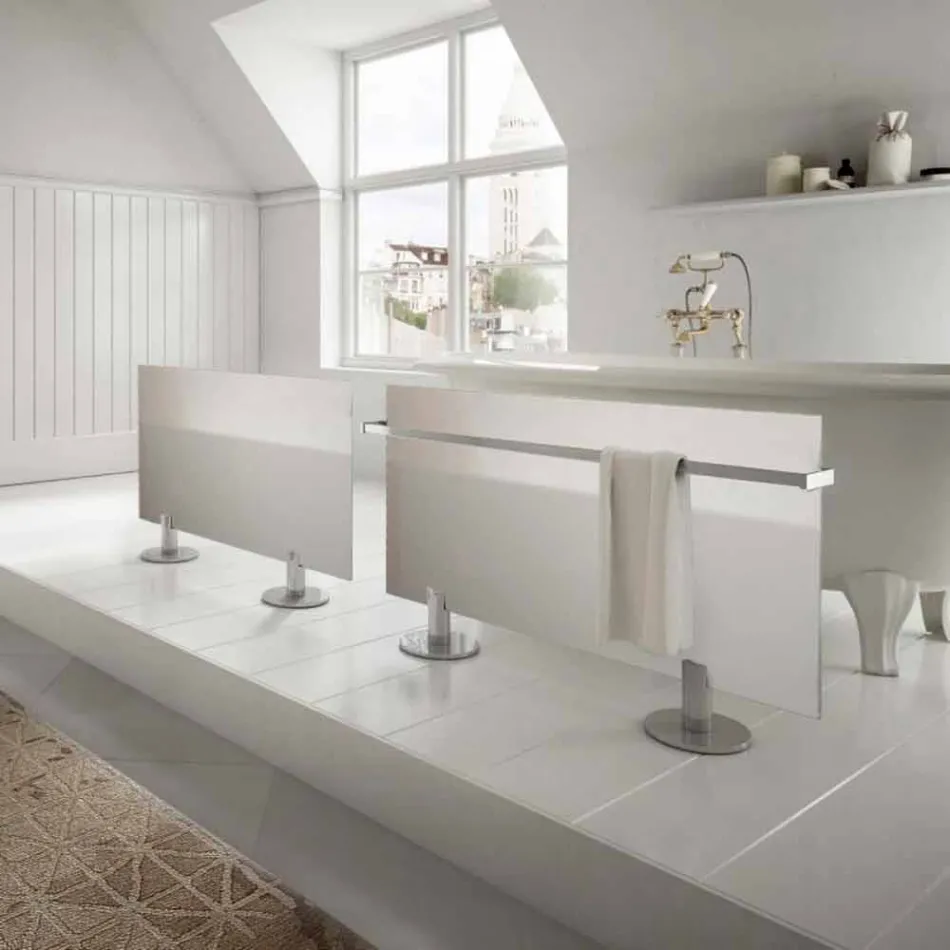 Moderne design gulvmonteret elektrisk radiator i hvid Star glas Viadurini