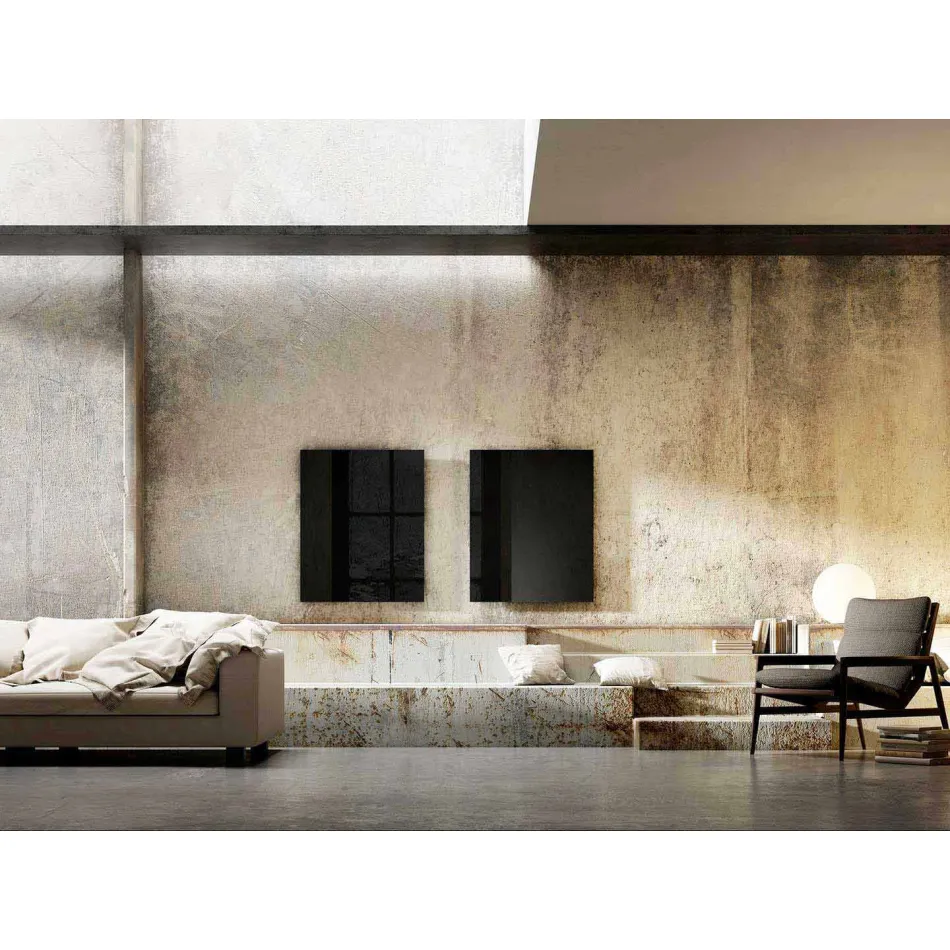 Infrarød design elektrisk radiator i sort klart glas Viadurini