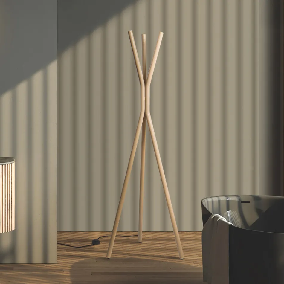 Fritstående Elektrisk Radiator i stål med fodkontakt - Træ Viadurini