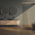 Fritstående elektrisk radiator i stål med fodkontakt - træ Viadurini