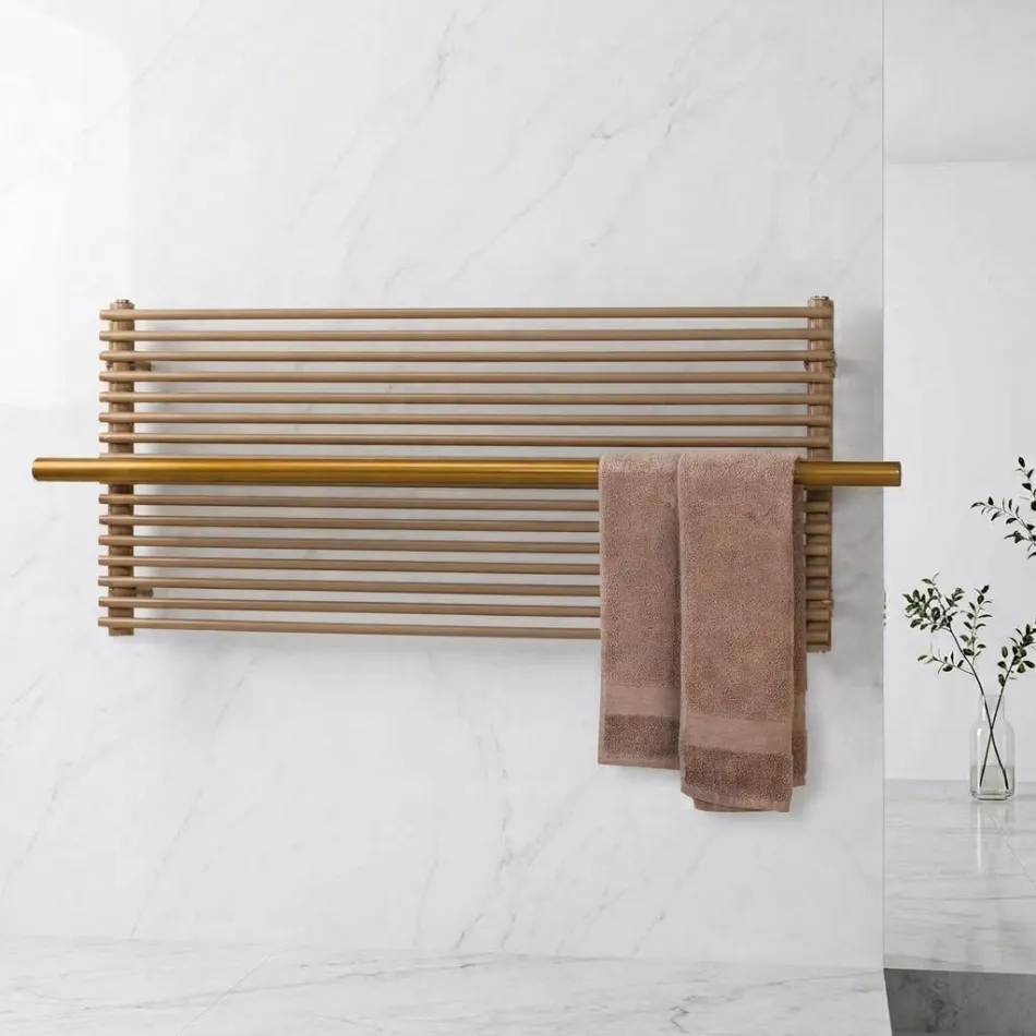 Beige elektrisk radiator i kulstofstål, fremstillet i Italien - Solaris Viadurini