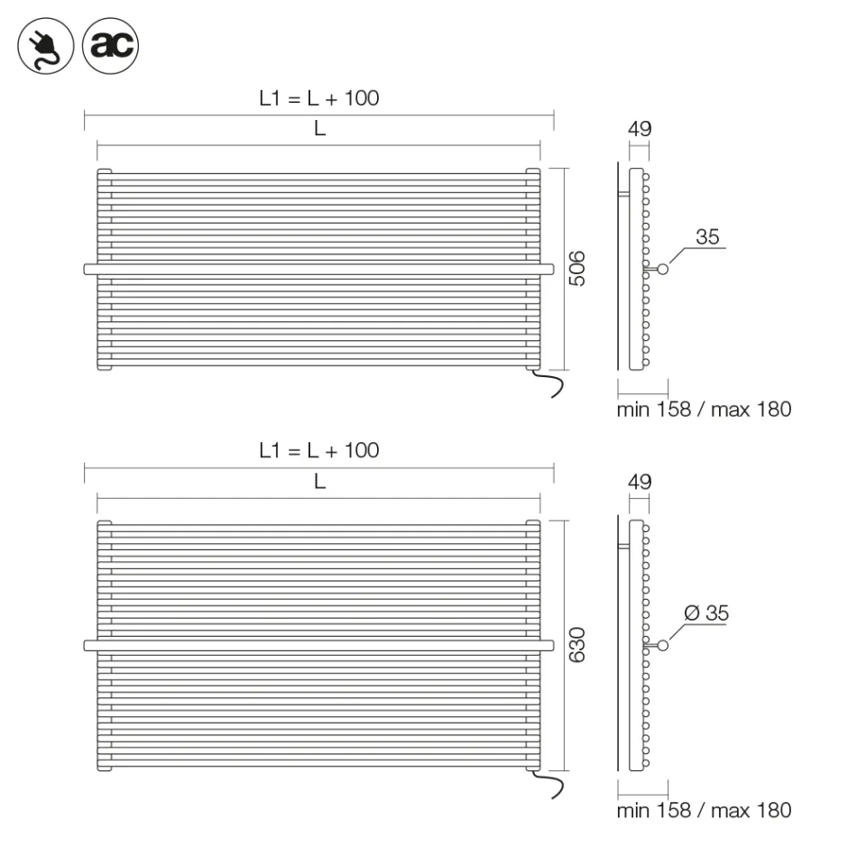 Beige elektrisk radiator i kulstofstål, fremstillet i Italien - Solaris Viadurini