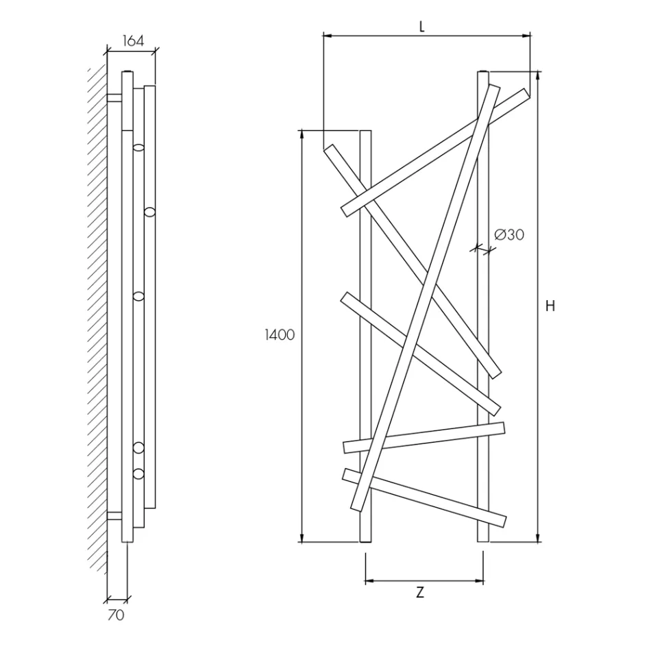 Elektrisk stålkøler med rundsektionsrør fremstillet i Italien - tilfældigt Viadurini
