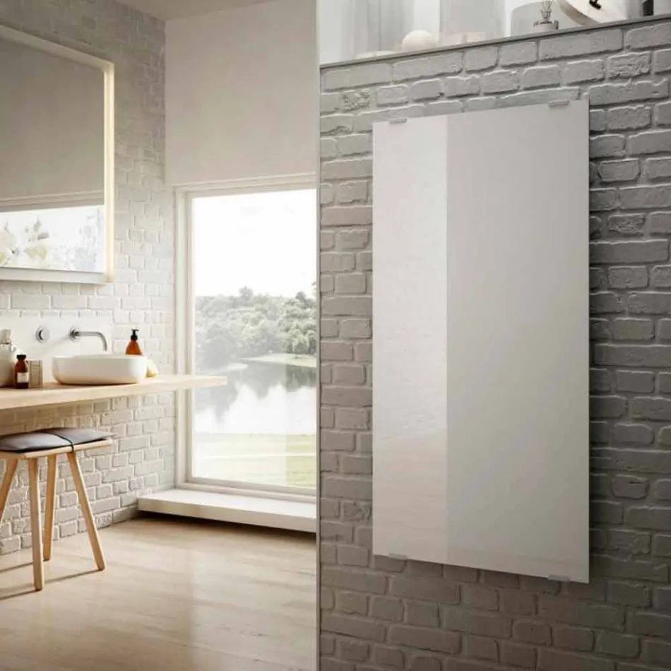 Elektrisk radiator i hvidt glas Star design, lavet i Italien Viadurini