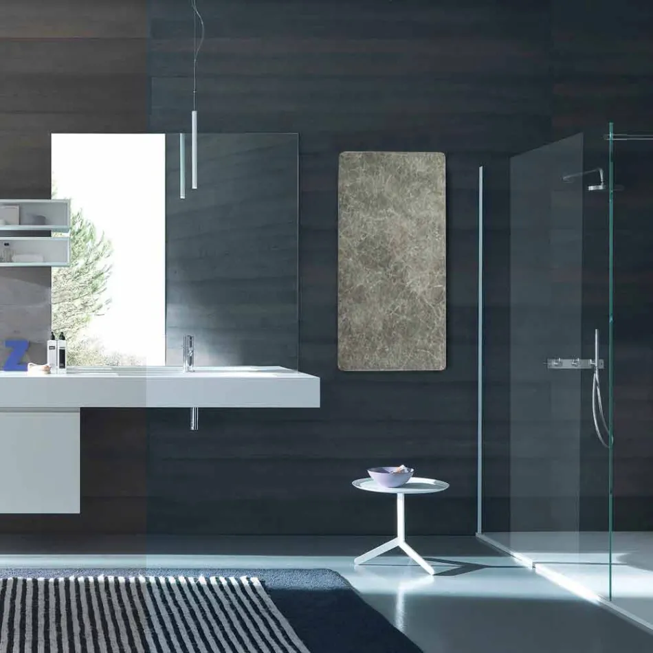 Elektrisk hærdet glas radiator med Jonny sten finish Viadurini