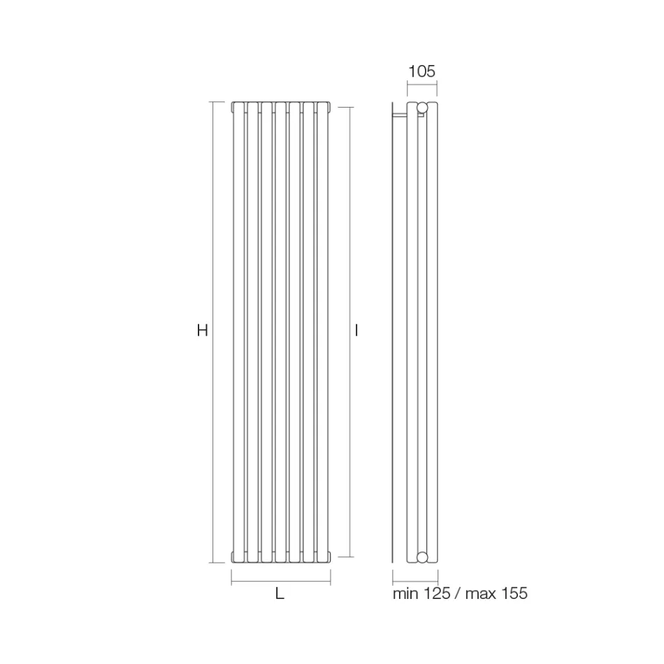 Hydraulisk radiator med vandrette solfangere og lodrette rør - Colomba Viadurini