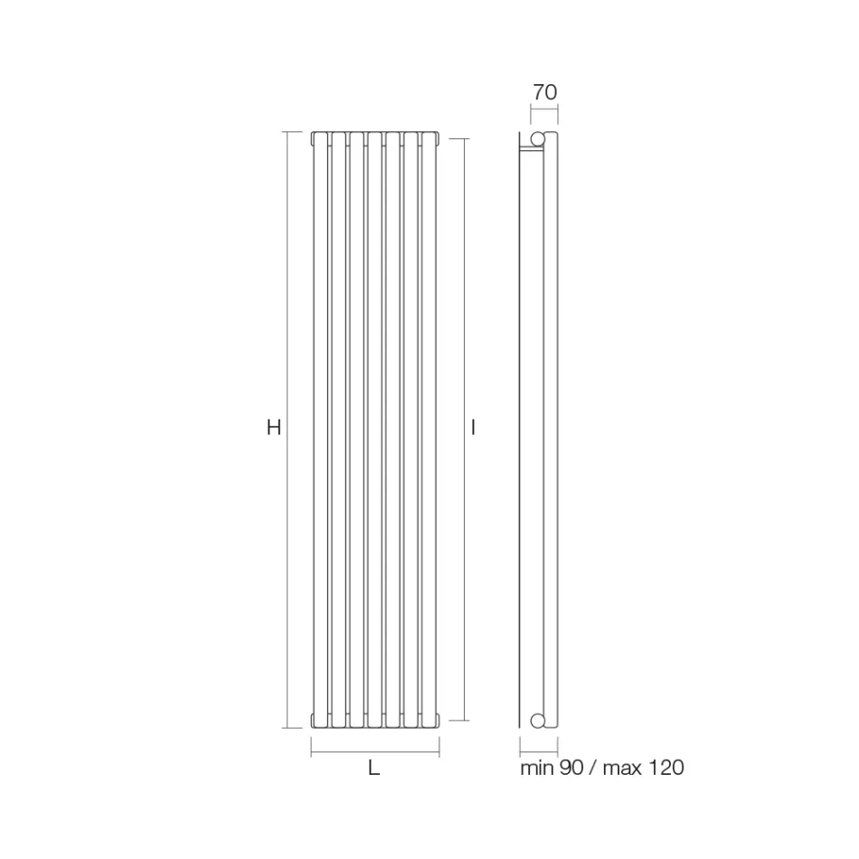 Hydraulisk radiator med vandrette opsamlere i kulstofstål - kirsebær Viadurini