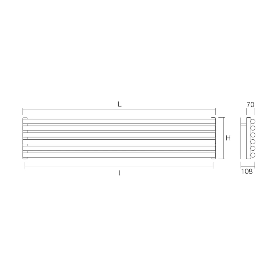 Hydraulisk radiator med lodrette solfangere og vandrette rør - Sammensat Viadurini