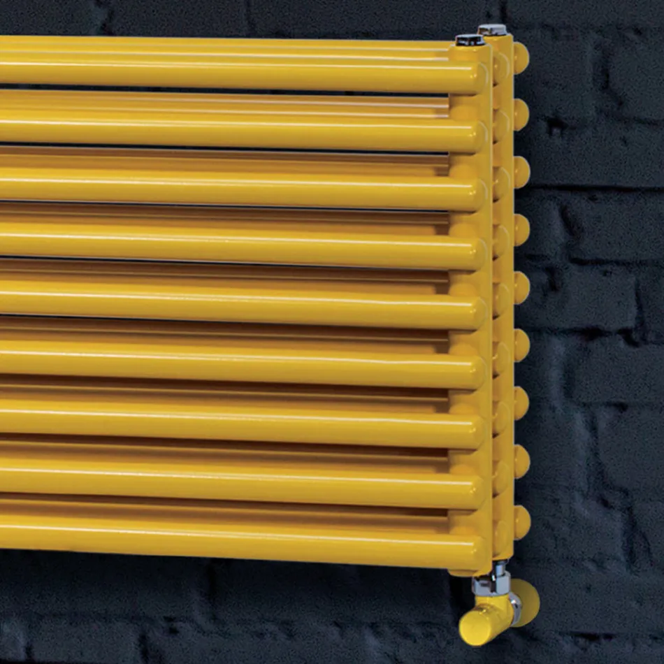 Hydraulisk radiator med tredobbelt serie af vandrette elementer lavet i Italien - Caramella Viadurini