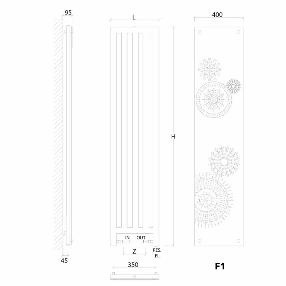 Hydraulisk design radiator med låg New Dress af Scirocco H Viadurini