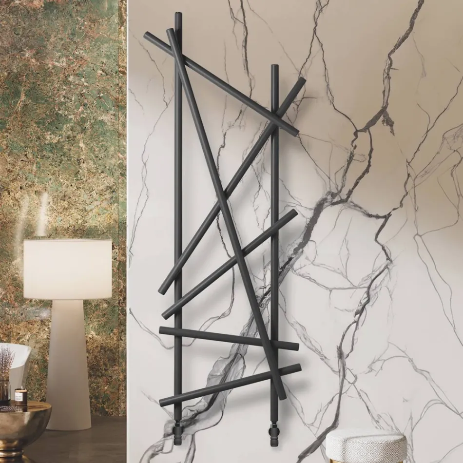 Hydraulisk radiator i stål med rundsektionsrør fremstillet i Italien - tilfældigt Viadurini